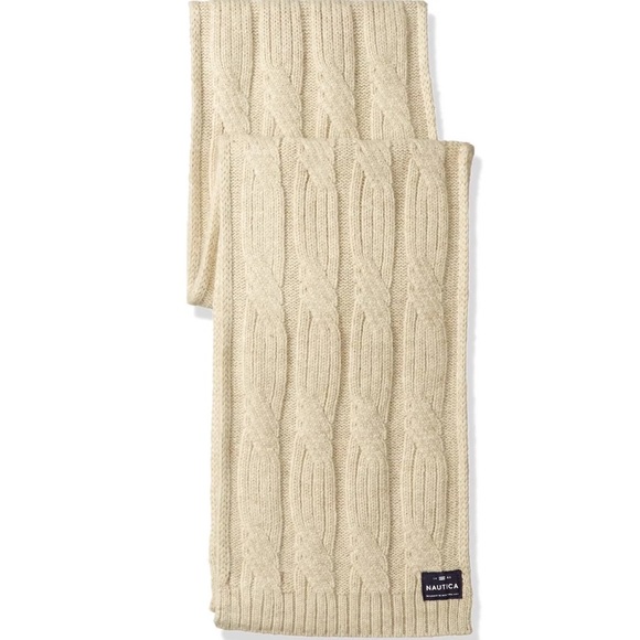 Nautica-Sandy Heather Beige Cable-Knit Scarf OS - Picture 2 of 2